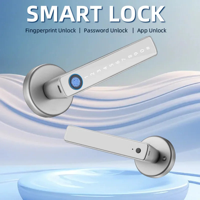 Smart Fingerprint Door Lock Handle for Home House Apartment With Key card Digital Door Lock Keypad Keyless Entry electronic lock