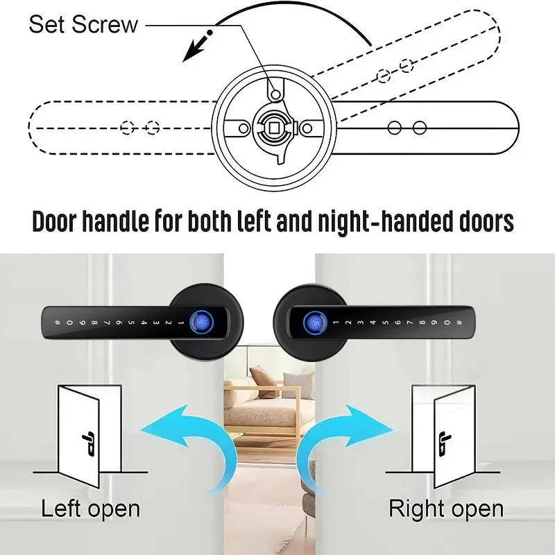 Smart Fingerprint Door Lock Handle for Home House Apartment With Key card Digital Door Lock Keypad Keyless Entry electronic lock